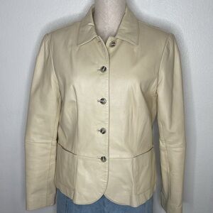 Harold's Leather Blazer Jacket in Butter Cream